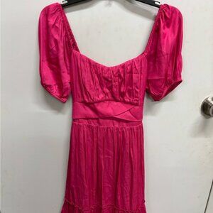 Altar'd State Pink Ruched Mini Sundress
